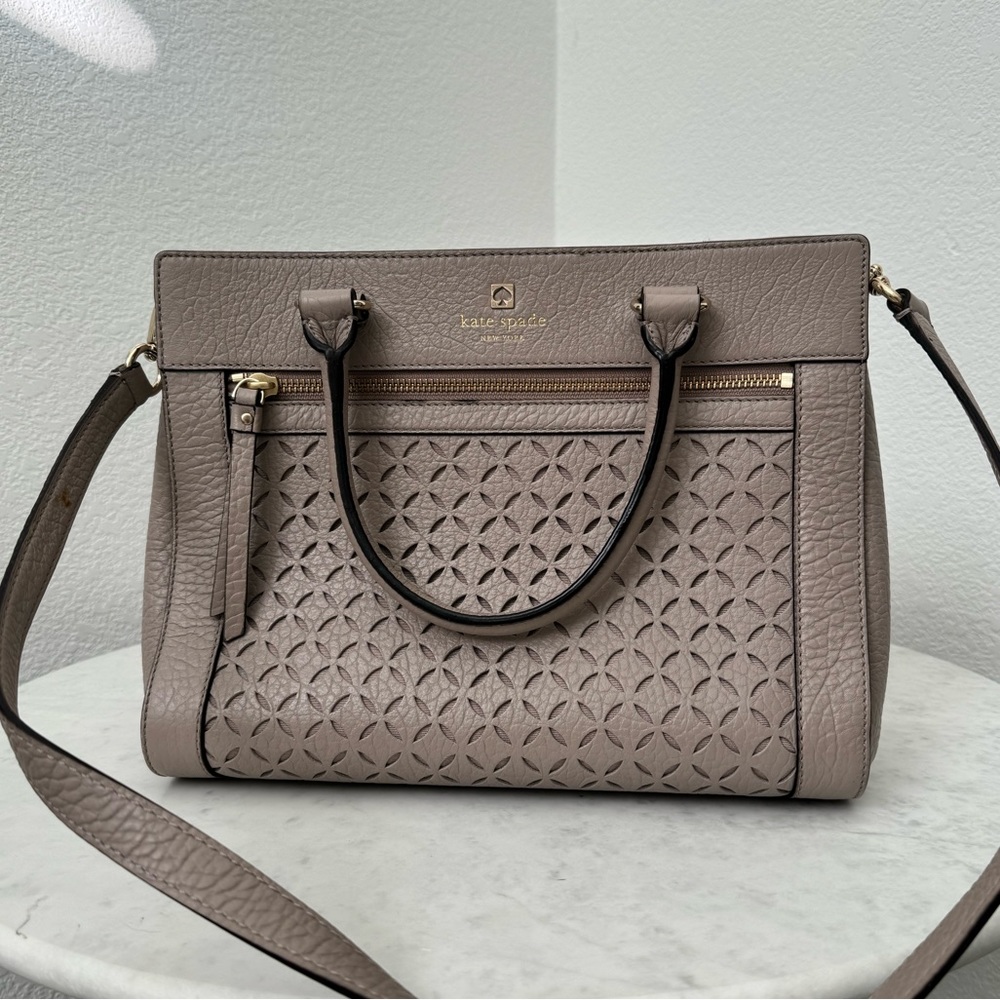 Kate Spade pink taupe top handle bag with strap